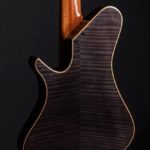 Flame Maple with Smoked Grey Stain + Highlighting. Natural mahogany neck. By Gerhards Guitarworks for Martin Keith Guitars